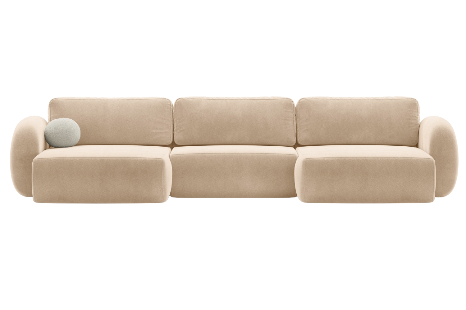 Maison Heritage Béžová sametová rozkládací pohovka Kora 362 cm