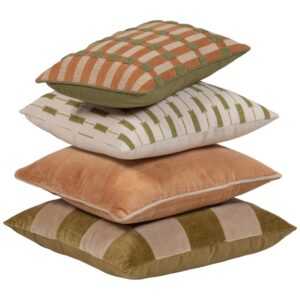 WOOOD Set čtyř zeleno-béžových polštářů Vola