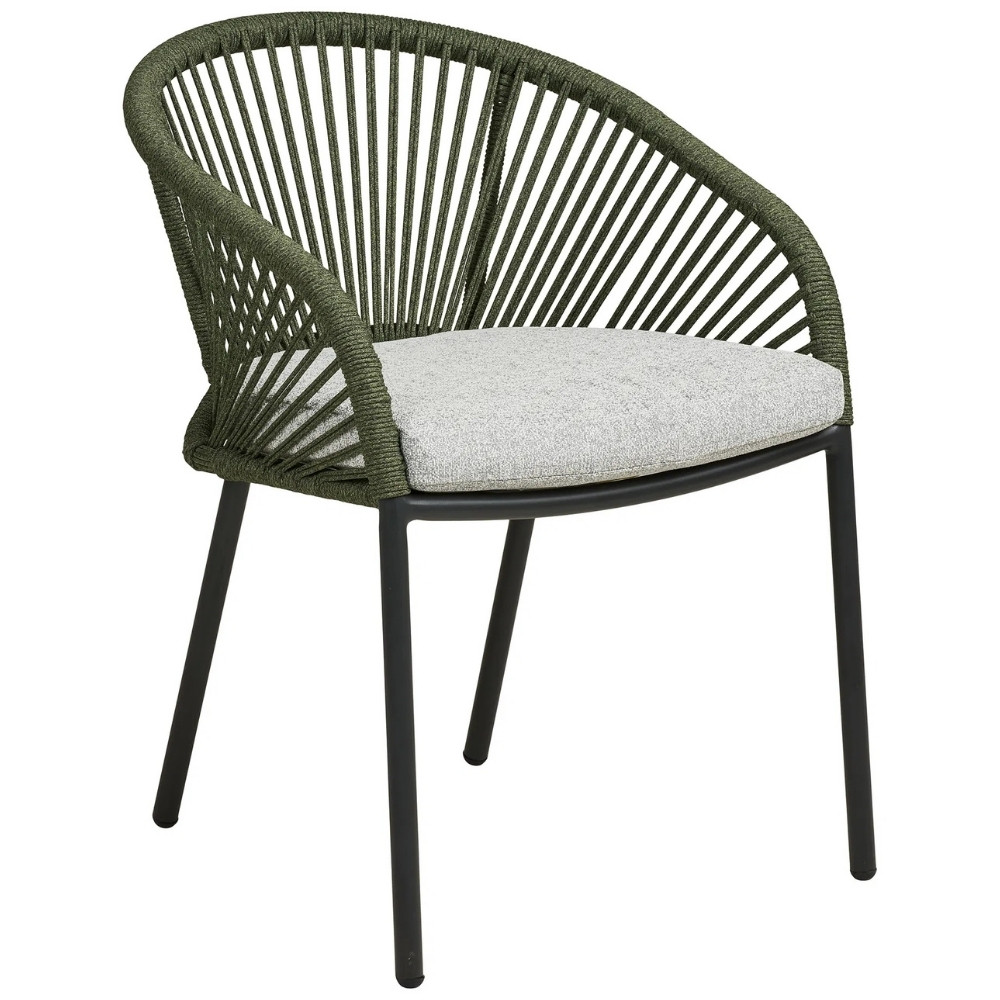 Nordic Living Zelená zahradní židle Vellano s výpletem