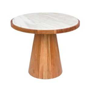 White Label Bílý mramorový odkládací stolek MEES Ø 40 cm