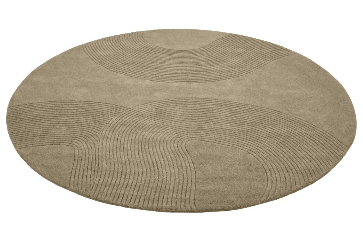Bolia Tmavě béžový vlněný kulatý koberec Zen 200 cm