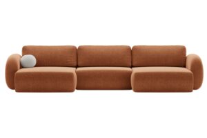 Maison Heritage Terakotově oranžová rozkládací pohovka Kora 362 cm