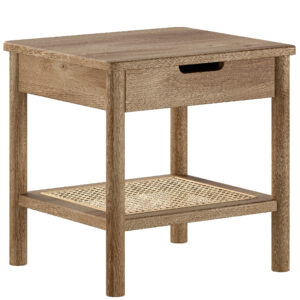 Vipack Dubovo-ratanový noční stolek Olive se zásuvkou