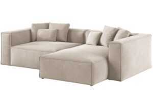 Cosmopolitan Design Světle béžová sametová rohová pohovka Aveiro 254 cm
