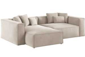 Cosmopolitan Design Světle béžová sametová rohová pohovka Aveiro 254 cm