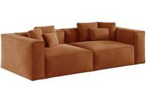 Cosmopolitan Design Terakotově oranžová sametová čtyřmístná pohovka Aveiro 236 cm