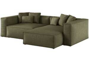 Cosmopolitan Design Zelená žinylková rohová pohovka Aveiro 254 cm
