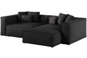 Černá čalouněná rohová pohovka Cosmopolitan Design Aveiro 254 cm