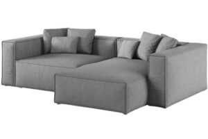 Šedá čalouněná rohová pohovka Cosmopolitan Design Aveiro 254 cm