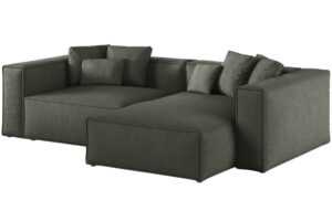 Tmavě zelená čalouněná rohová pohovka Cosmopolitan Design Aveiro 254 cm