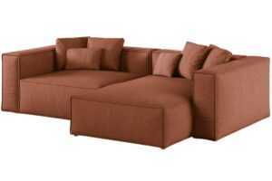 Terakotově oranžová čalouněná rohová pohovka Cosmopolitan Design Aveiro 254 cm