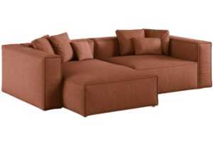 Terakotově oranžová čalouněná rohová pohovka Cosmopolitan Design Aveiro 254 cm