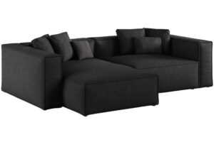 Černá čalouněná rohová pohovka Cosmopolitan Design Aveiro 254 cm